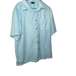 R&R Casual Mens Textured Hawaiian Light Blue Short Sleeves Button-Up Shirt XL